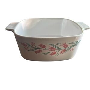 Vintage Corning Ware USA A-1 1/2-B Casserole Dish 1.5L Rosemarie Pink Tulips